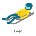 Luge sport icon, isometric style