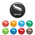 Luge sport icons set color vector