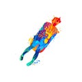 Luge sport silhouette icon of splash paint