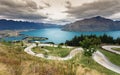 Luge track with beautiful lake and mountain