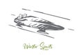 Luge, winter, sport, ice, speed concept. Hand drawn isolated vector.