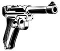 Luger P08 Parabellum retro pistol vector.