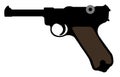 Luger pistol, Parabellum gun. Vector silhouette weapon Royalty Free Stock Photo