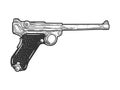 Luger pistol sketch vector illustration Royalty Free Stock Photo