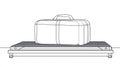 Stylized Suitcase on a Platform with Wheels - Simple Line Art Royalty Free Stock Photo