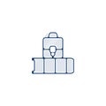 Luggage at the airport sign. suitcase icon. suitcase hand drawn pen style line icon Royalty Free Stock Photo