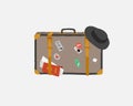 Luggage bag, vintage retro suitcases. Hand drawn trendy colorful isolated design elements. Cartoon vector