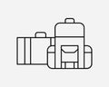 Luggage Thin Line Icon. Suitcase Handbag Travel Linear Symbol. Travel Vacation Handheld Handle Trolley Sign Vector Graphic Clipart