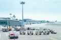 Luggage carriages by Changi airport Royalty Free Stock Photo