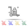 Luggage carrying cart, airport multi color style icon. Simple thin line, outline vector of Airport icons for ui and ux, website or