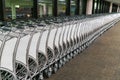 luggage carts at airport terminal . Royalty Free Stock Photo