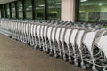 luggage carts at airport terminal . Royalty Free Stock Photo
