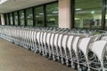 luggage carts at airport terminal . Royalty Free Stock Photo