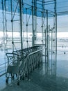 Luggage carts at modern airport Royalty Free Stock Photo