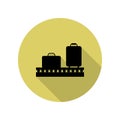 luggage on a conveyor belt long shadow icon. Simple glyph, flat vector of Airport icons for ui and ux, website or mobile Royalty Free Stock Photo