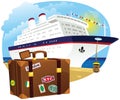 Luggage and cruise ship