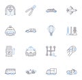 Luggage delivery line icons collection. Transport, Convenience, Shipping, Logistics, Efficiency, Expedite, Dispatch