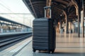 Luggage Detail Against Vibrant Train Station Atmosphere.