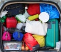 luggage in the family car before the long holiday trip Royalty Free Stock Photo