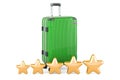 Luggage with five golden stars. 3D rendering