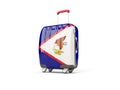 Luggage with flag of american samoa. Suitcase isolated on white