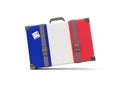 Luggage with flag of france. Suitcase isolated on white