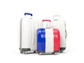 Luggage with flag of france. Three bags isolated on white