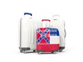 Luggage with flag of mississippi. Three bags with united states Royalty Free Stock Photo