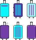 Luggage icon. Flat suitcase. Vector illustration of purple and blue suitcases on a white background. Set of colorful luggage Royalty Free Stock Photo