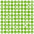 100 luggage icons hexagon green