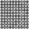 100 luggage icons set black circle Royalty Free Stock Photo