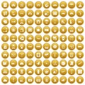 100 luggage icons set gold