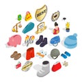 Luggage icons set, isometric style