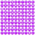 100 luggage icons set purple