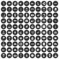 100 luggage icons set black circle