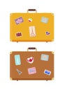 Luggage Journey Time to Travel Icons Set Vector