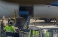 Luggage loading on airplane