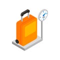Luggage on scales 3d isometric icon