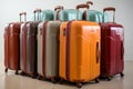 Luggage set organized against a minimalist white background
