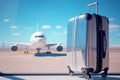 Luggage suitcase on floor in the modern airport made with generative AI Royalty Free Stock Photo