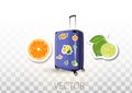 Luggage suitcase travel bag vector. Journey baggage case. vacation tourist bag. Wheel airport carry briefcase. plastic