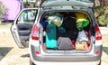 Luggage and suitcases in car in the resort Royalty Free Stock Photo