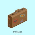 Luggage for things when traveling. Vector isometric illustration