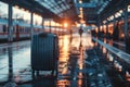 Luggage at train entrance ready for passengers to board and commence scenic journey Royalty Free Stock Photo