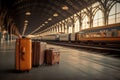 Luggage at Train Station Platform. Generative AI