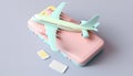 luggage travel minimal pastel holiday and Book a plane ticket communication equipment generative ai
