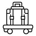 Luggage trolley icon outline vector. Hotel suitcase