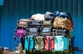 Luggage Trolleys Piled on Rickshaw Cart During Day Royalty Free Stock Photo