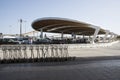 Luggage trollies at airport drop off area