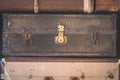 Luggage, vintage suitcase - stack of old suitcases Royalty Free Stock Photo